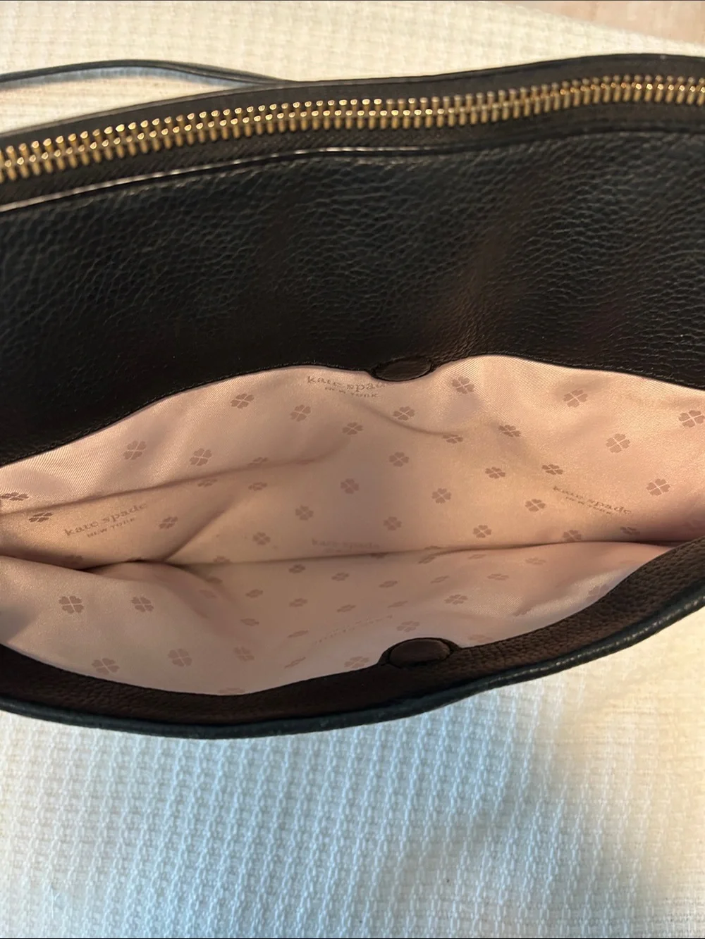 kate spade Black Pebbled Leather Zippered Laptop Bag